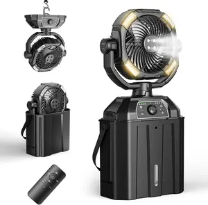 Misting Fan Portable Mist Fan for Hot Weather - 9-inch (approximately 22.9 cm) Auto-Rotating Camping Fan, with 25000 mAh USB Battery as Power Bank, Outdoor Fan with 4 Mist Coolers, 7-Liter Tank Suitable for Patio, Fishing, Yard, Beach, Golf