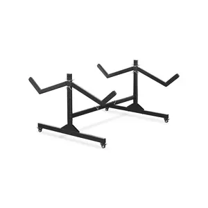 Freestanding Kayak Storage Rack with Wheels, Heavy Duty Steel Canoe & SUP Stand for Garage/Outdoor, Adjustable 2 Kayak Holder with Straps, 200LBS Capacity Rolling Organizer for Paddleboards & Surfboards, Space-Saving