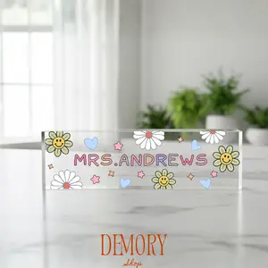 Personalized Teacher Desk Name Plate, Teacher Name Plate For Desk, Custom Acrylic Glass Name Plate, Teacher Gift, Teacher Appreciation Gift