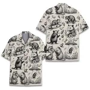 Funny Opossum Hawaiian Shirt, Possum Design Aloha Shirt, Tropical Summer Short Sleeve Shirt, Perfect Gift for Him or Her