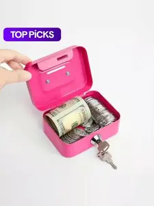 Mini Metal Keyboard Lock Storage Box with Key, Portable Coin Holder with Handle, Universal Money Box, Home Decor Tool