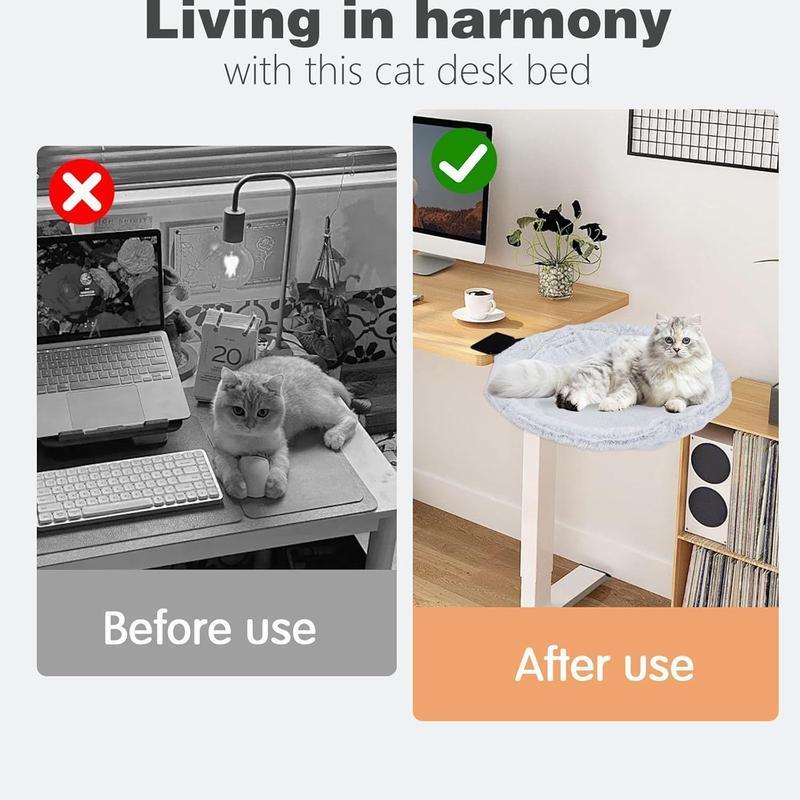 Cat hammock, durable desktop bed for workspaces, gamers, and office staff. High-quality, sturdy, and comfortable, easy to set up, supports up to 45 lbs. Perfect for cat companionship—a must-have for cat lovers.