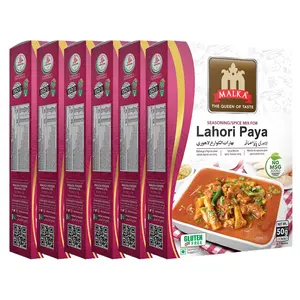 Malka Lahori Paya Recipe Mix 50g | 1.76 oz | Authentic Gourmet Spice Powder for Spice Hooves Curry | No MSG Added, Vegan, Non-GMO, Gluten Free & Halal | Pack of 6