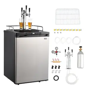 VEVOR Beer Kegerator, Triple Tap Home Draft Beer Dispenser for Ball Lock, Full Size Keg Refrigerator with 5lbs CO2 Tank, Hold 2 Sixth/ 2 Slim/ 3 Ball lock keg, 162L