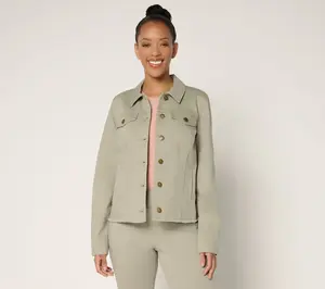 Belle by Kim Gravel Classic Frayed Hem Jean Jacket