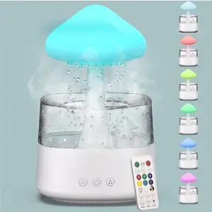 Romanda Rain Cloud Humidifier Water Drip, 2 in 1 Humidifier with Essential Oil Diffuser, 450ml Cloud Humidifier Rain Drop, Mushroom White Noise Machine with 7 Colors Night Light for Sleeping Relaxing