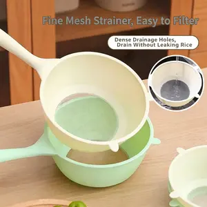 Viral Rice Washer Bowl with Handle, Fine Mesh No Rice Loss, Multi-Use Colander for Fruits Veggies, TikTokMadeMeBuyIt Kitchen Gadget
