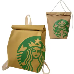 Classic retro Fashion Starbucks large-capacity backpack interesting canvas backpack cute casual canvas bag crossbody bag