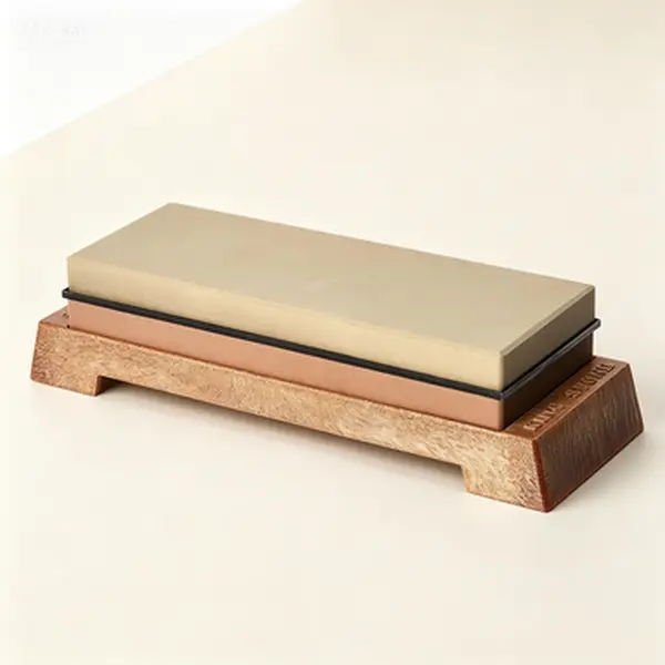 Sturdy Dual-Sided Sharpening Stone, 8" x 2 1/2" x 1" Single-Size 1000/6000 Grit Waterstone with Non-Slip Plastic Base, Angle Guide, No-Battery Honing Stone for Kitchen Knives, Tools & Blades