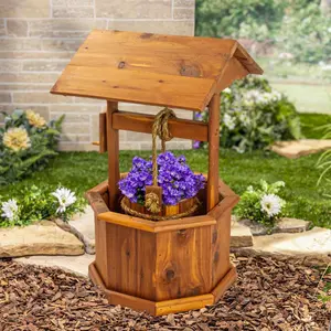 212 MAIN Weather Resistant 24 in. Small Cedar Wishing Well, American Furniture Classics MM140, Garden Planter for Home Improvement, Patio Planter, Aromatic Red Cedar