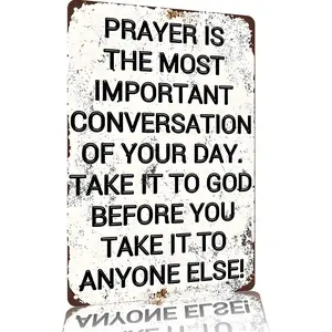 8x12" Aluminum Metal Sign, Home Decor & Wall Decor Religious Prayer Inspirational Wall Plaque, Belief Quote Decor For Indoor Bedroom & Front Porch