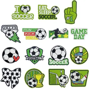 10/15pcs Football Event Embroidery Iron-On Patches, Suitable for Clothing, Bags, Accessories, Sewing, Embroidery, Crafts