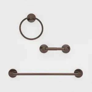 Threshold Minimalist 3-Piece Bath Hardware Set Towel Ring Bar Tissue Holder