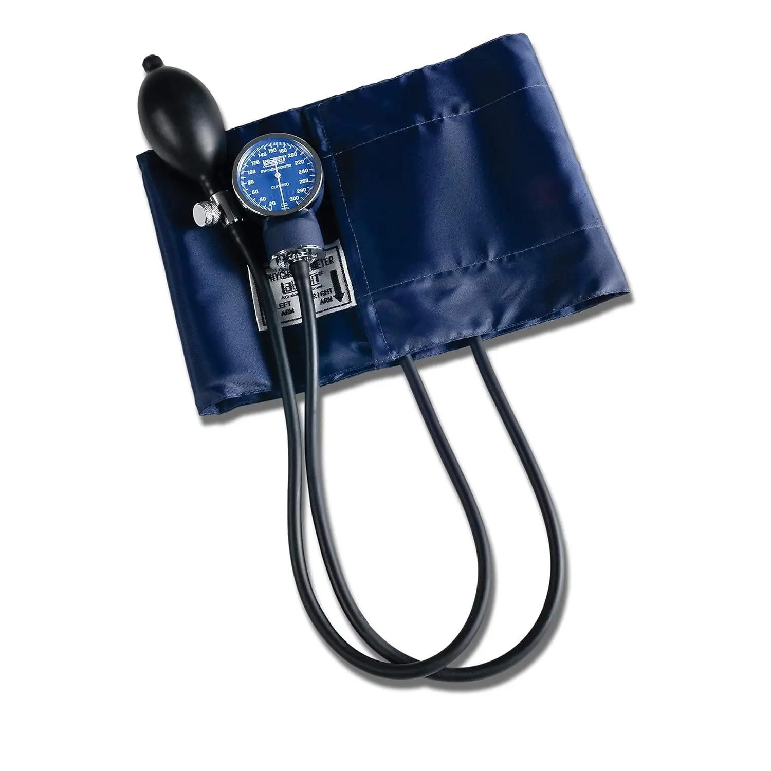 Adult XL Size Blue Aneroid Manual Blood Pressure Cuff Kit - Home Use Monitor with Carry Case