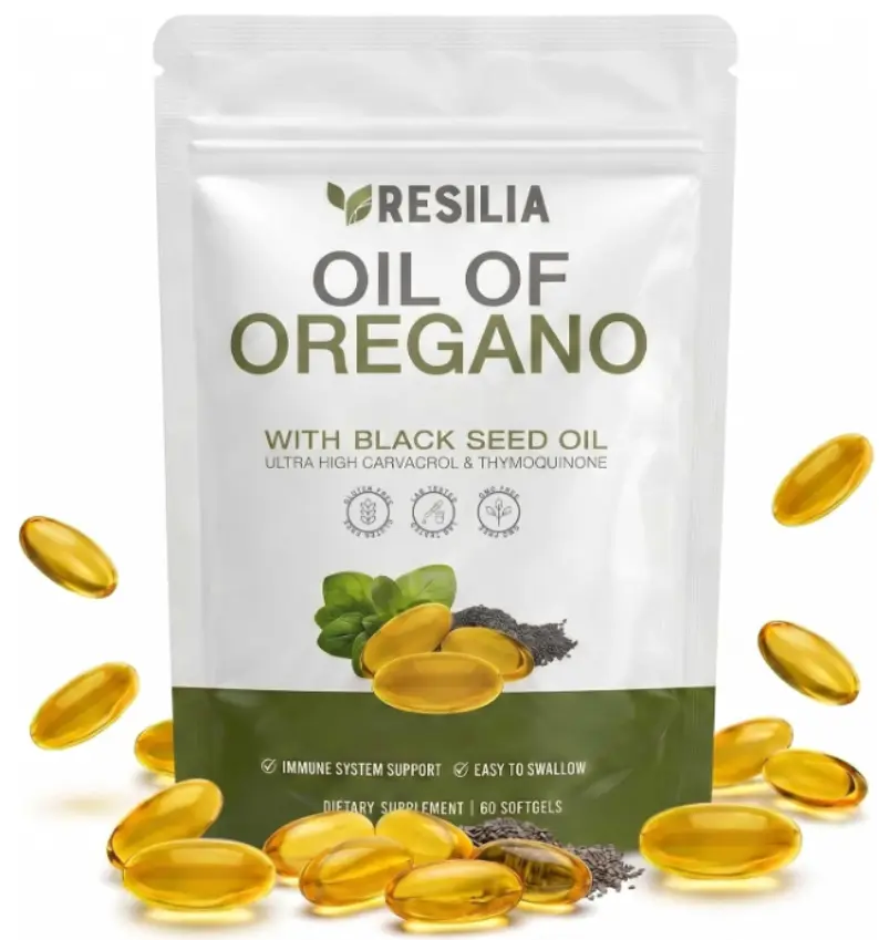 Resilia Oil Of Oregano Softgels with Black Seed Oil - 60 Softgels | Non-GMO, Gluten-Free and Soy-Free