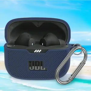 for JBL Vibe 230TWS & Vibe Beam Case Cover, Silicone Protective Shock Cover Compatible With True Wireless Headphones Charging Case With Carabiner