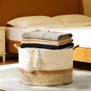 Boho Cotton Rope Storage Basket – 20" x 15"