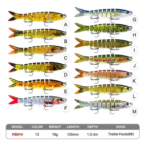 12-Color multi-section bait 19g Luya plastic bait hard bait multi-section fish HS014 warped mouth