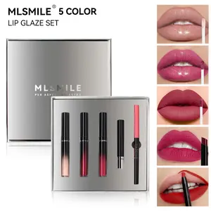 Premium lip gloss and lipstick gift set. Includes lipstick, lip gloss, lip liner, and a complete lip makeup set. , Cosmetic, Glossy