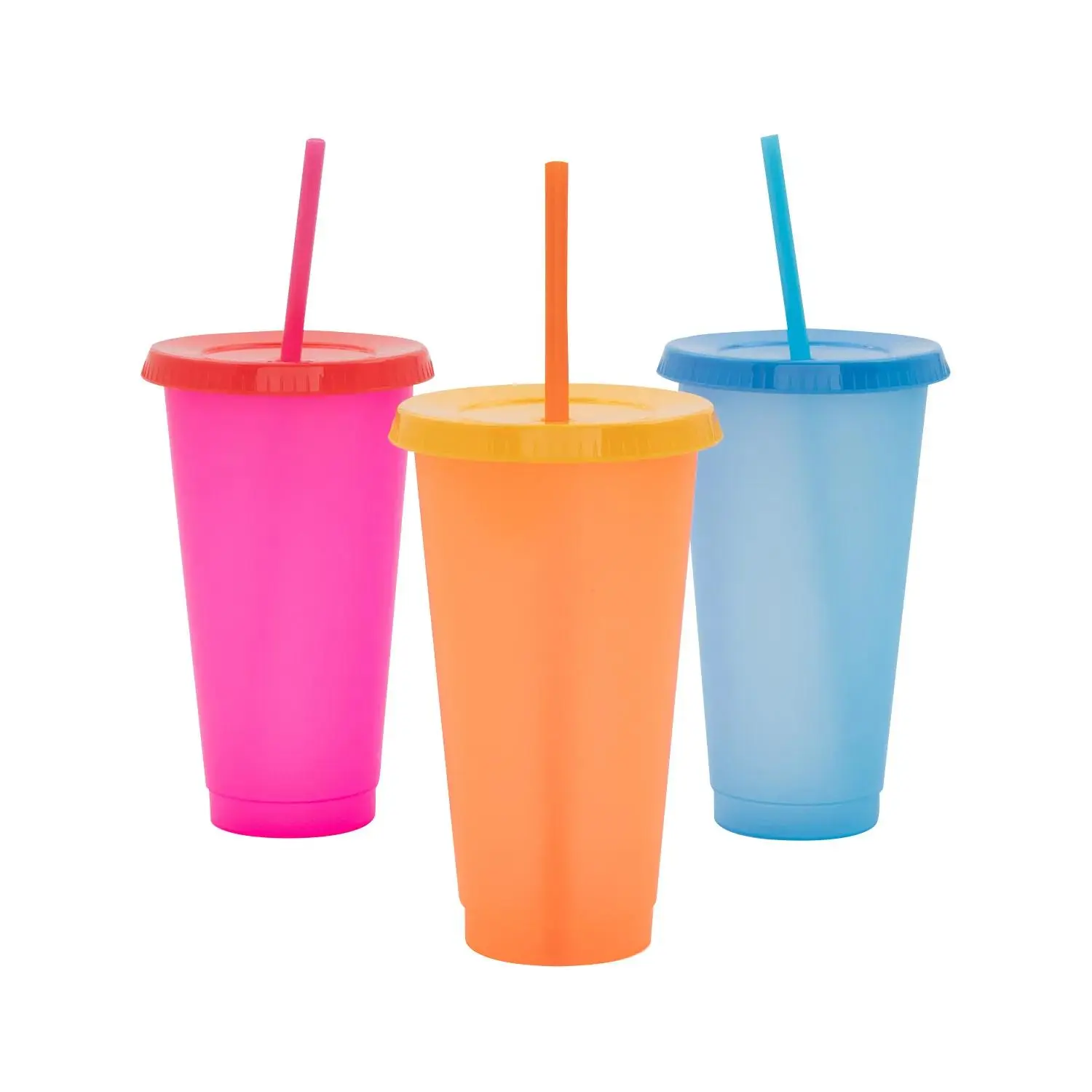24 oz. Color-Changing Reusable BPA-Free Plastic Tumblers with Lids & Straws - 6 Ct.