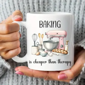 [1pc Baking Mug] 1pc Coffee Mug, Baking Lover Gift |   Baking Gifts For Her, Pastry Chef Gift Mugs, Fun Easter/ Thanksgiving/ Halloween/ Christmas Gifts