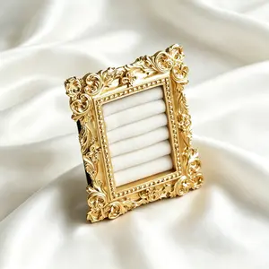 MellowAbode|White Wedding ring display frame, Flat lay ring holder frame,Elegant ring stand wedding