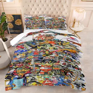 Power Rangers Themed Comforter Set,Including 1 Quilt and 1 or 2 Pillowcases Without Pillows,Suitable as Fashionable Bedding Set for Boys,Girls and Young Adults,Soft and Warm Bedroom Decoration