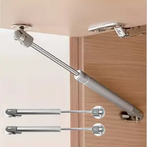 Two classic door-mounted hydraulic gas springs with polished metal surface-soft opening cover supporting hinge, 100N/22.51LB, suitable for kitchen cabinets, furniture and soft closing hinges.