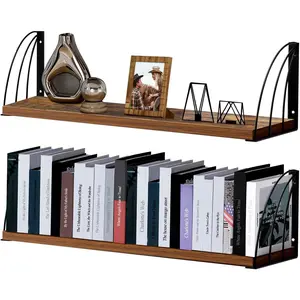 Thicked 0.71 IN Book Shelf for Wall Set of 2,Large 23.5x7.9 IN Rustic Floating Shelves,Rustic Brown Shelves,Hanging Bookshelves for Wall,Farmhouse Floating Shelves for Laundry Room,Bedroom,Kitchen