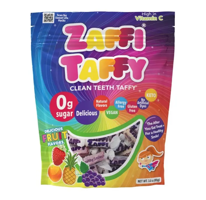 Zollipops Candy Clean Teeth Keto Sugar Free Taffy Assorted Flavors, 3 Oz (Pack of 1) - Dental-Friendly Taffy for a Sweet and Healthy Treat