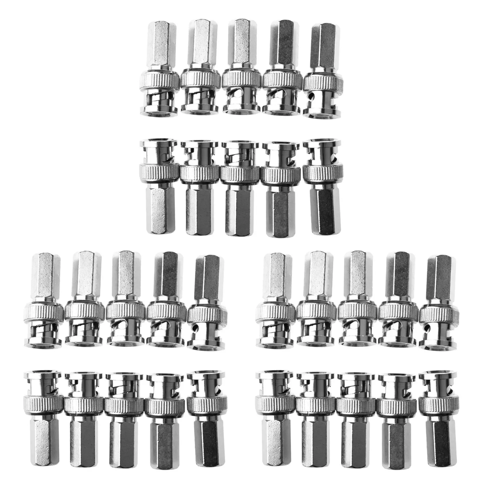 30-Pack Twist-On RG-59 BNC Male Coax Connectors, Nickel Plated with Corrosion Resistance & Enhanced Corrosion Resistance for Automotive Motorcycle Security Camera Systems, 30X