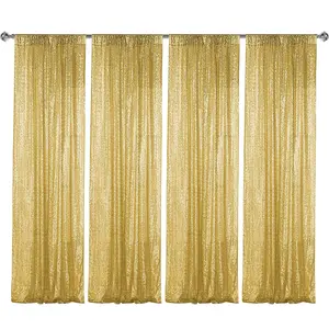 Sequin Backdrop Curtain 4 Panels 2ftx8ft Glitter Background Drapes Sparkle Photography For Party Wedding Birthday Wall Decoration