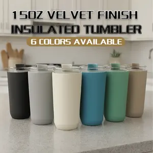 1 Pc 15 oz, Stainless Steel Leak-Proof Thermal Cup, Keeps Beverages Hot or Cold, Portable and Compact, Household Kitchen Cup, Available in 6 Colors, Suitable for Home and Office Use, Great Birthday and Holiday Gift, Leakproof Insulated Tumbler, Water Cup