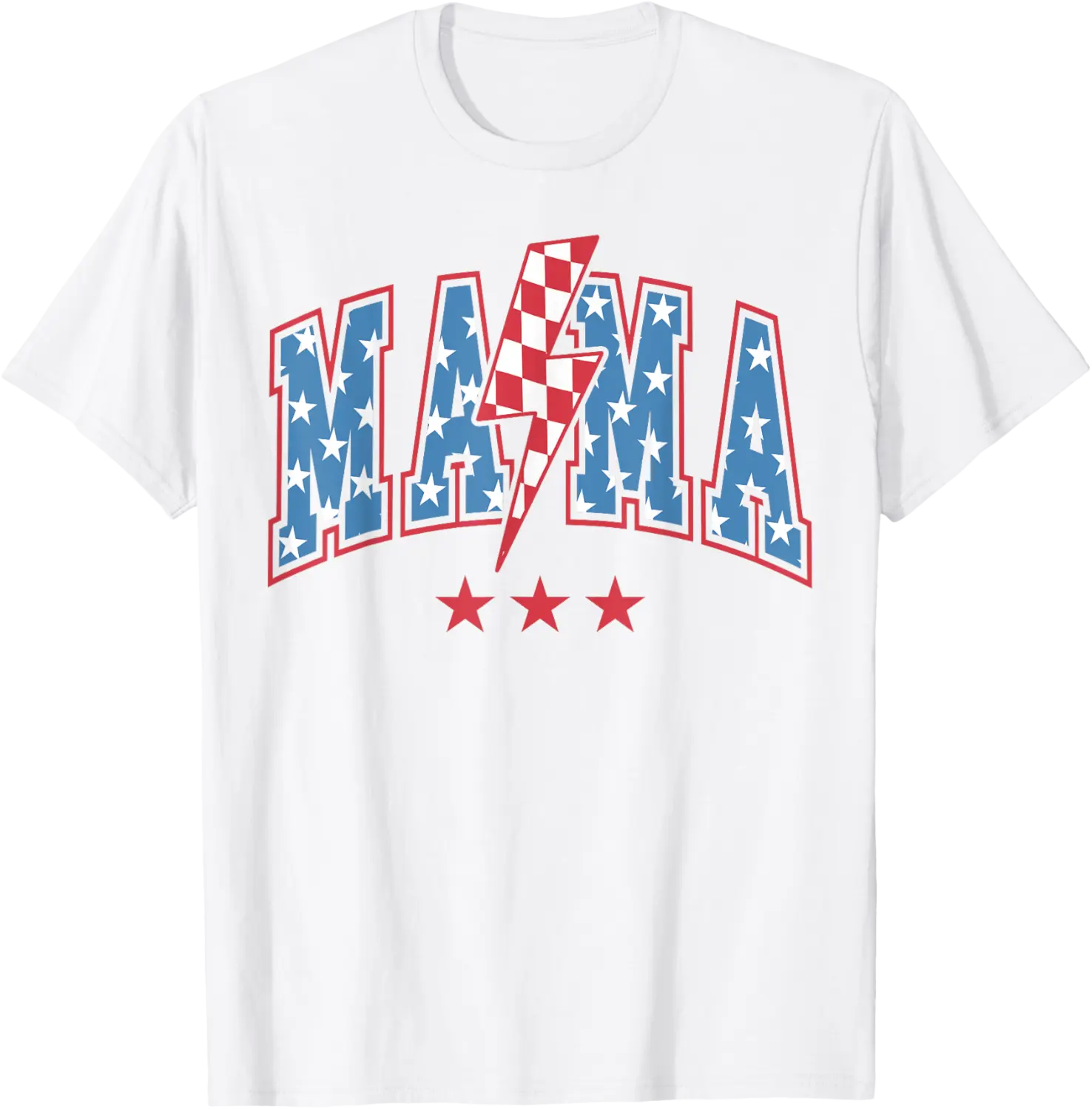 Mama Lightning Bolt Checkered Varsity 4th of July American T-Shirt - Keithhodges Shop 60B0F63QZ2GS