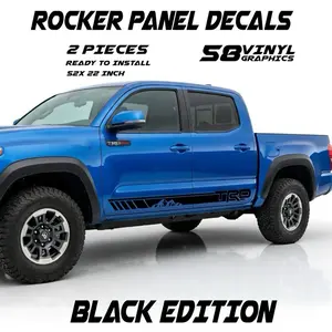 TRD Mountain Rocker Panel Decals Black Edition 2 Pieces Ready for Install 75x5 Inch Vinyl Graphics
