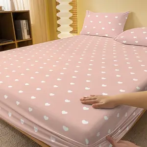 3-Piece Bed Sheet Set with Cute Panda Print, Breathable Polyester Fiber, Includes Pillowcases, All-Season Use, Soft Breathable Sheet