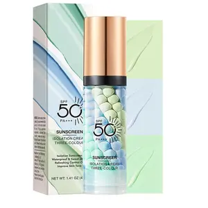 3 In 1 Primer for Face Before Makeup, SPF 50, Tinted Moisturizer Sunscreen Isolation Cream, One Step Color Corrector Makeup Primer, Color Correcting Concealer Oil Control, Base de Maquillaje,Sunscreen for Face