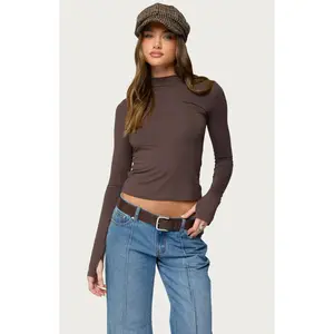 Edikted Women's Binta Mock Neck Long Sleeve Top