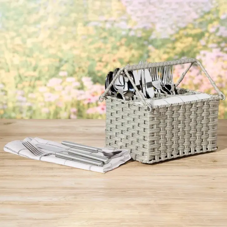 Oneida 24 Piece Flatware Set with Caddy Color Gray