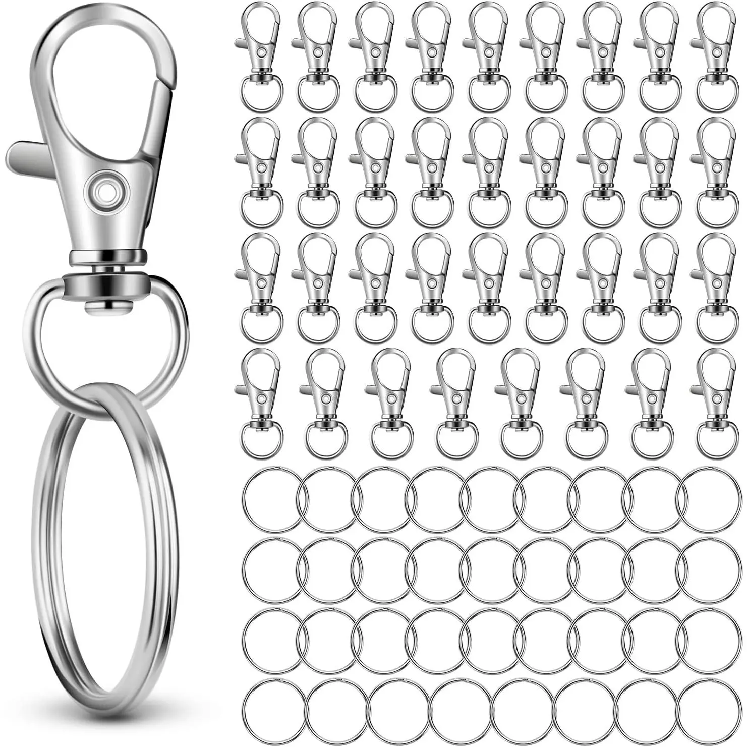 70 count in 35 Sets, Swivel Lobster Claw Clasps, Key Chain Hooks and Large Key Ring,   Clips with Key Rings, Snap Hooks for Making Kit,  Crafts,  ()