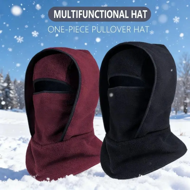 Multifunctional Outdoor Winter Warm Hat with Integrated Neck Strap Cycling Face Mask Sports Ski Headgear Windproof Fleece-Lined Balaclava for Cold Weather Activities