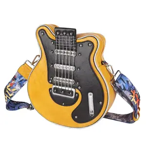 Creative Design Guitar Bag PU Material Medium Size Crossbody Shoulder for Halloween Christmas Festive Use Durable and Stylish ita bag Waterproof Adjustable Leather polo bags aerogel knoted vega basketball purse outfit wallets women 2025