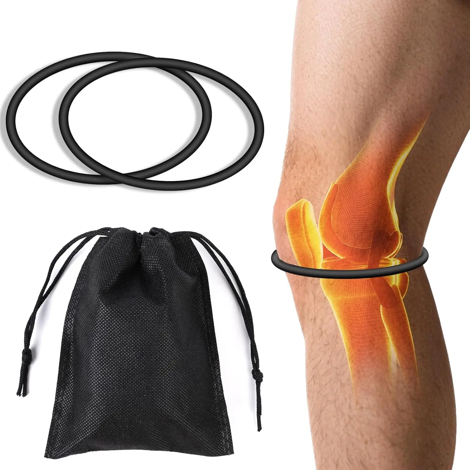 2 Pack Silicone Patella Support Strap for Men & Women, Breathable Ergonomic Knee Band to Ease Discomfort During Soccer and Fitness Activities, Stable, All-Day Use, Daily Activities, Soccer Accessories, Knee Pain, Patellar Tendon Support Strap