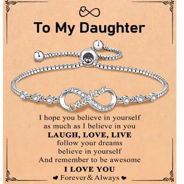 September Laurel Infinity Love Heart Bracelets for Women Girls Birthday Christmas Valentine's Day Jewelry Gifts for Mom Daughter with Inspirational Message Card Christmas Gift