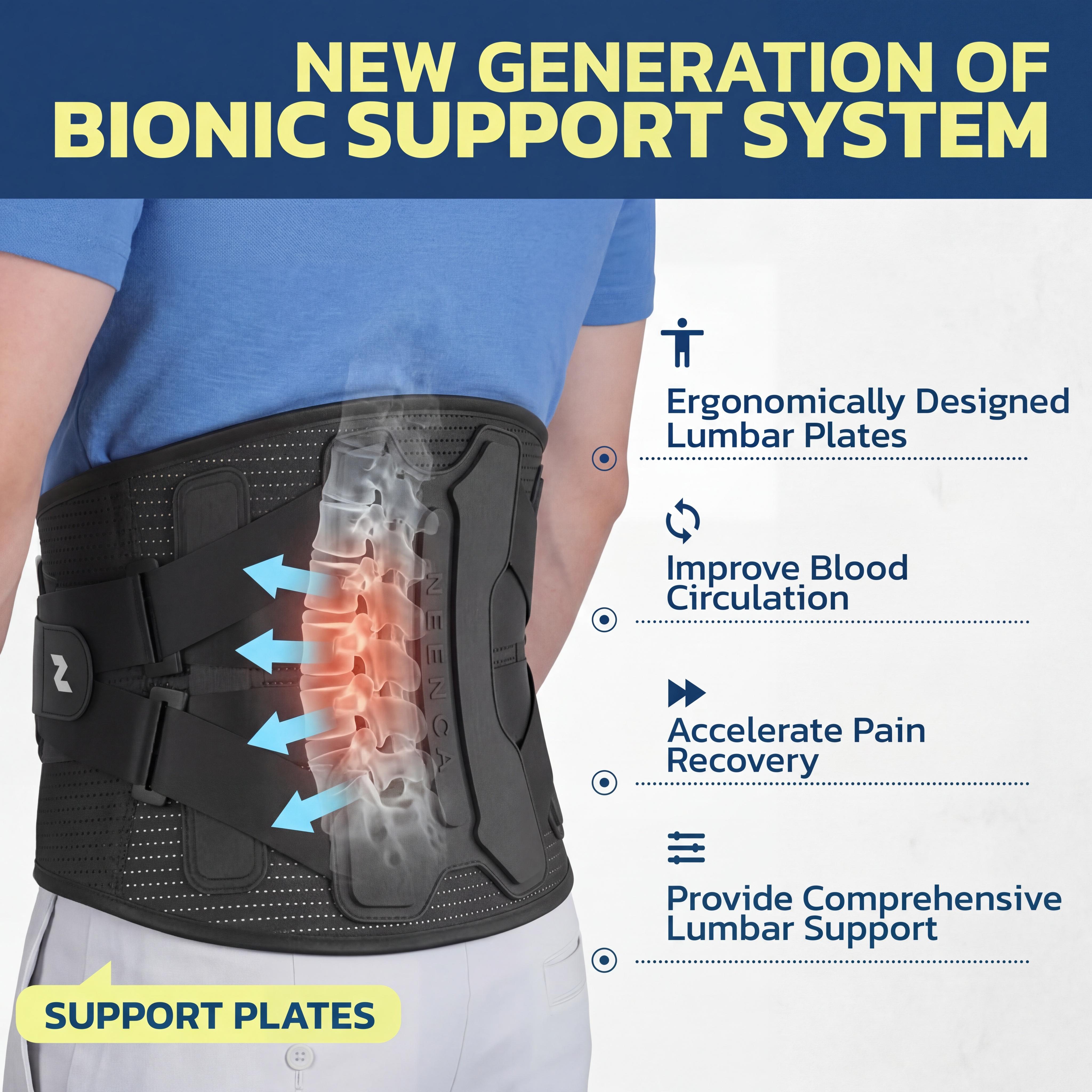 NEENCA Lower Back Brace with Bionic Support System, Soft Breathable 3D Knit Belt for Men & Women with Lumbar Pad, Ab Belt Waist & Abdomen Support for Herniated Disc Posture Straightener NEENCA Lower Back Brace with Bionic Support System, Soft Breathable 3D Knit Belt for Men & Women with Lumbar Pad, Ab Belt Waist & Abdomen Support for Herniated Disc Posture Straightener