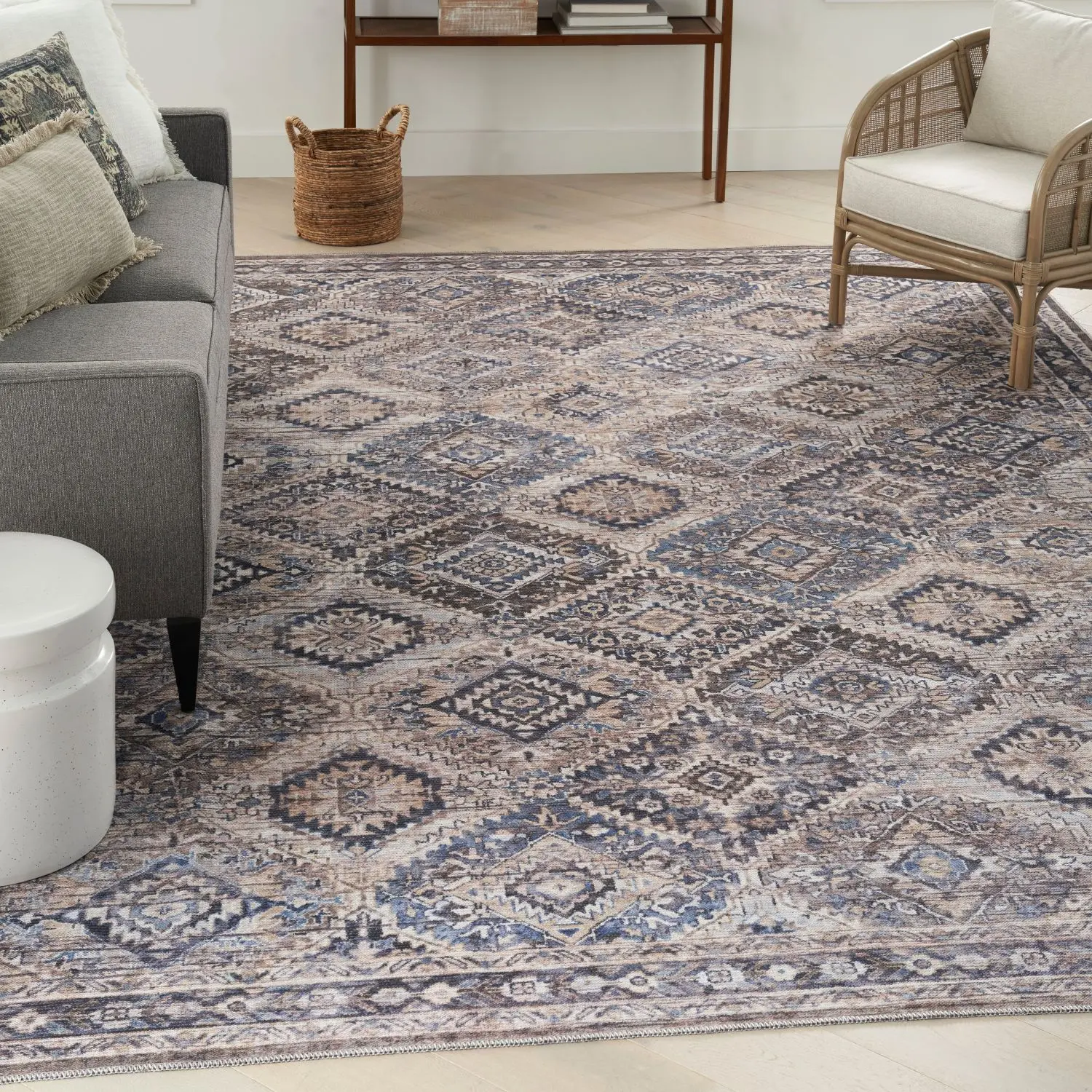 Nourison New Concept Vintage Persian Flatweave Pattern Rug - Boho Washable Non-Slip Indoor Runner Rug, Home Decor Mat, Machine-Washable, Boho Washable Rug