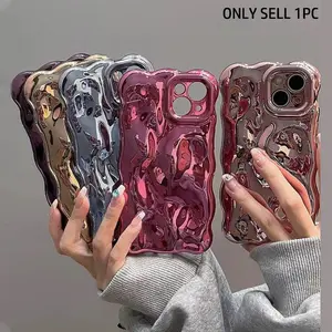 Electroplating Wave Edge Three-dimensional Pleated Phone Case, Anti-shock Phone Case, Shockproof Phone Protective Cover for Smartphone Compatible with iPhone, Casing disappearing phone case magic trick iPhone 17 16 15 14 13 12Pro Max, Accessories
