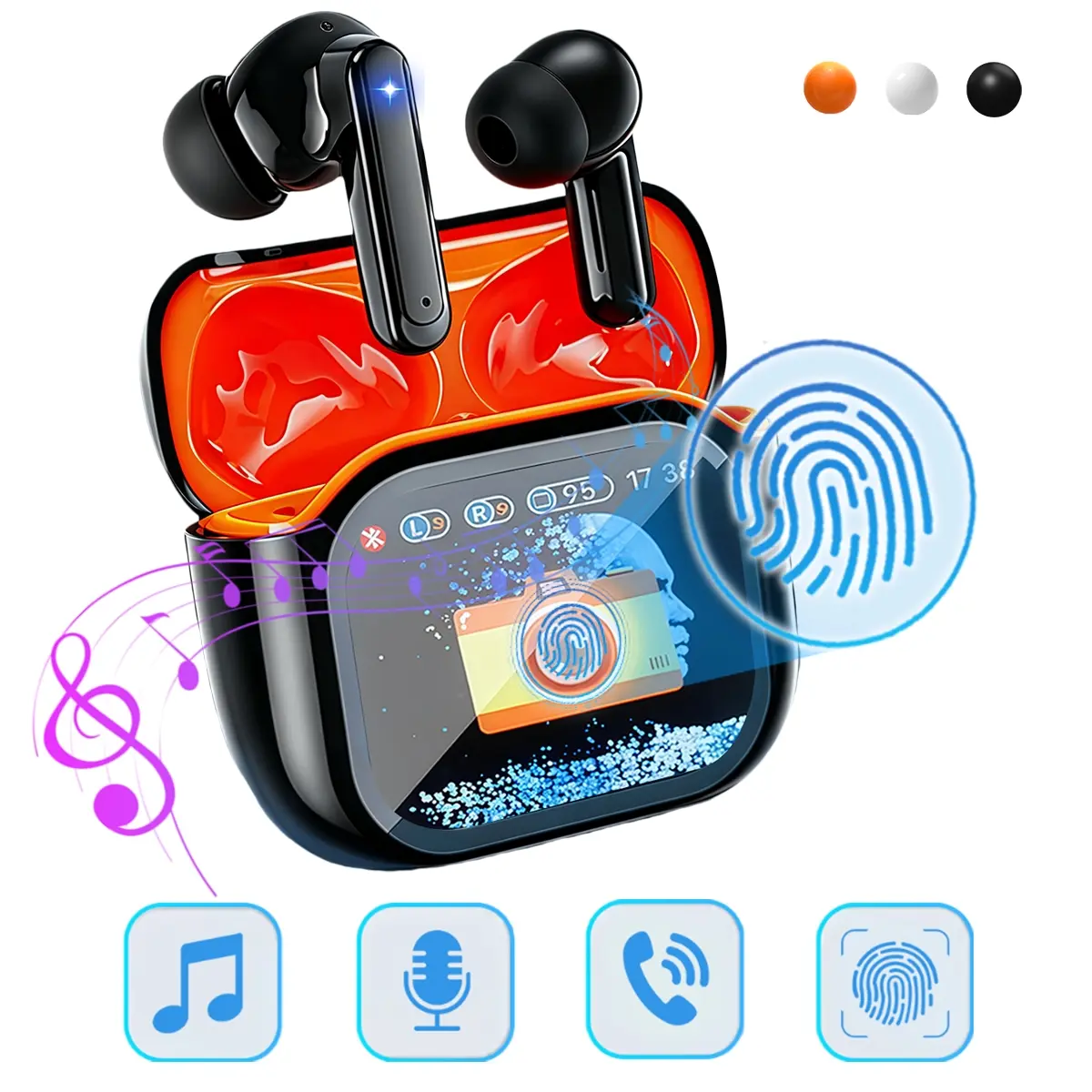 Wireless Earbuds,TWS Noise Cancelation,Bluetooth 5.4 Headphones,2026 Wireless Earbuds for Work&Games,Wireless Charging Case & Touch LED Display,ANC Noise Cancelling Headphones,7 EQ Modes,Voice Assistant,Remote Photo,30 Hrs Long Playtime