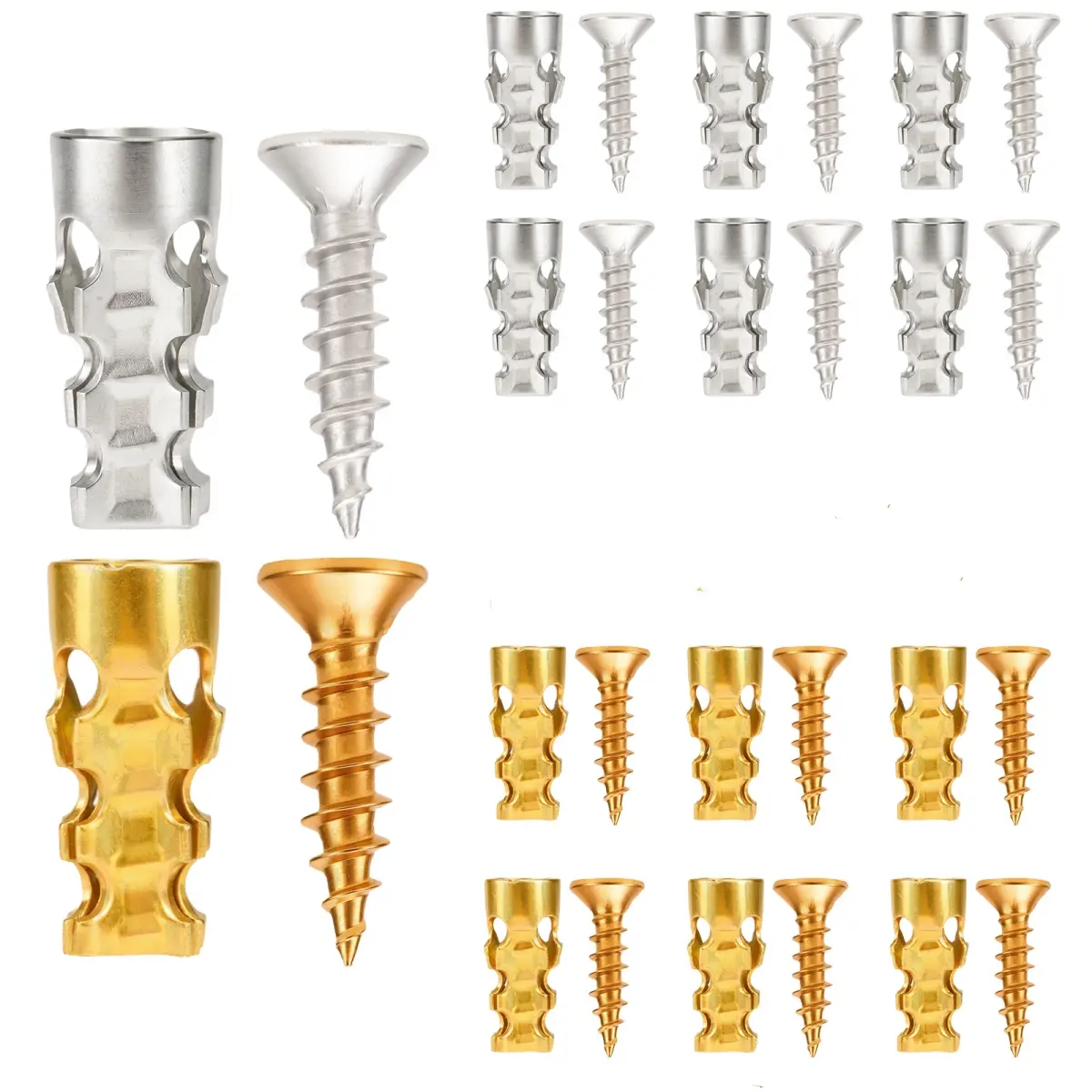 GJANSH 6×14mm Short Expansion Screw Set for Cabinet Hinge Repair and Stripped Thread Restoration, 30Pack/60Pack Secure Cabinet Door Fastening, Suitable for Tile Stone Wood and More