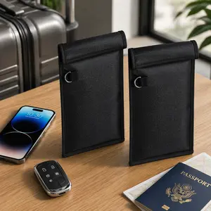 2 Pack Military Faraday Signal Blocking Pouches, Fireproof Waterproof RFID GPS WIFI NFC Blocker Bag for Car Keys & Cell Phones, Anti-Tracking Privacy Protection for Travel